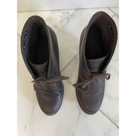 Clarks Carlisle Spice Leather Ankle Boot Heel Lace Up Women 9 M Brown - Picture 4 of 10